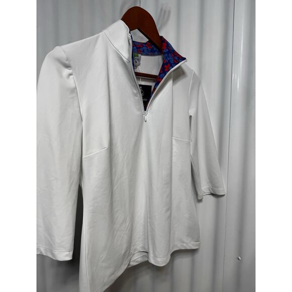 Sailor Sailor Britt 3/4 Sleeve White Floral Trim UPF 50+ Performance Top SZ SM - Picture 2 of 12